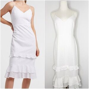 Express White Eyelet Ruffle Hem Dress – Women’s Size Small